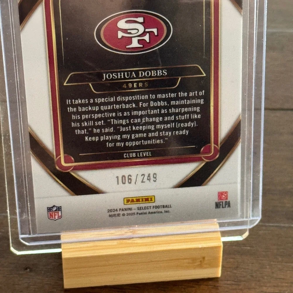 Panini Select Football Joshua Dobbs Red Prizm Club Level 106/249 49ers Card